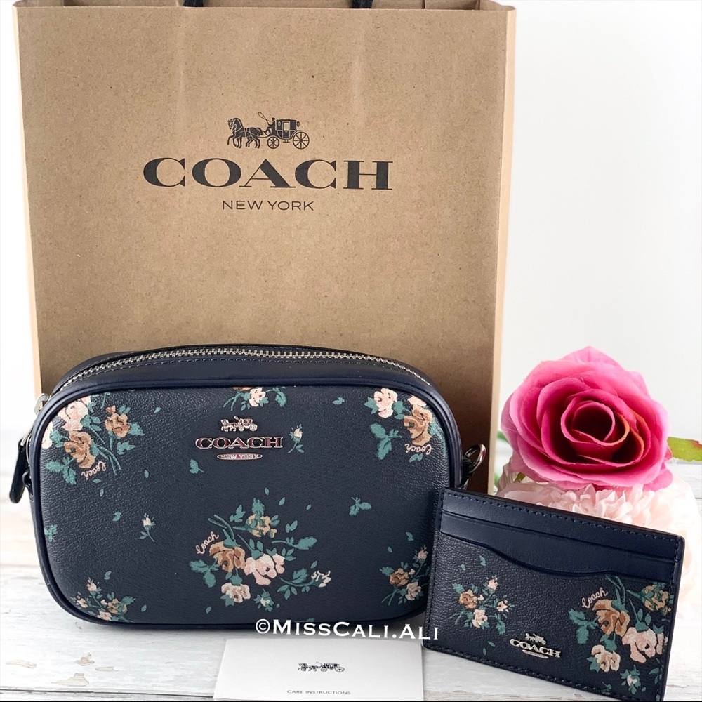 NWT COACH Rose Bouquet Convertible Belt Bag + Card Case Set - Picture 2 of 16